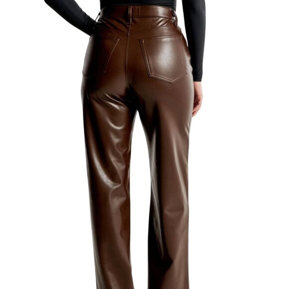 Abercrombie & Fitch Curve Love Vegan Leather 90s Relaxed Pant Brown Size 27/4 - Picture 6 of 10